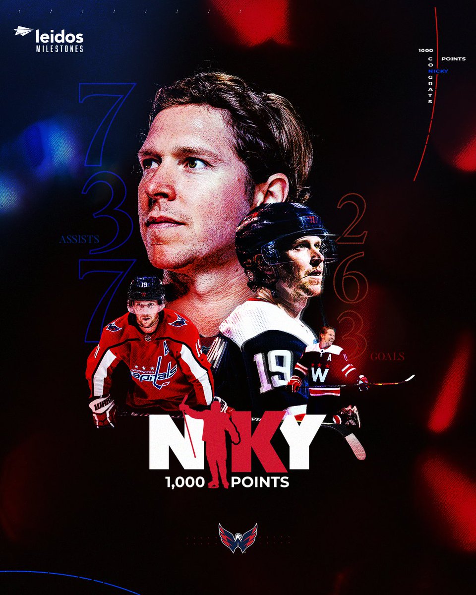 Capitals's tweet photo. The greatest 🍎 man in Caps history gets 1K on an assist. Fitting. 

Congrats, Nicky!

#ALLCAPS | @LeidosInc https://t.co/2mMZmHIIPm