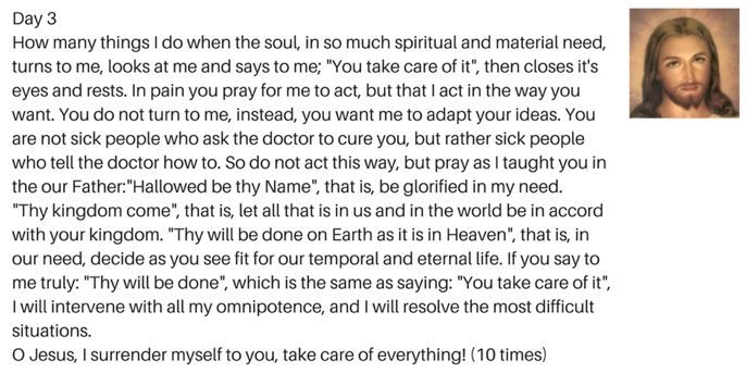 EHappiness4u's tweet photo. Novena given by Jesus to Father Dolindo Ruotolo.
- Novena - Day 3 #Surrenderprayer #Jesus I trust in You #Jesus I love a You - I pray this prayer help spread peace in those who read its hearts. ๐๐ป๐๐ป๐๐ป https://t.co/MUMSRKxpzU