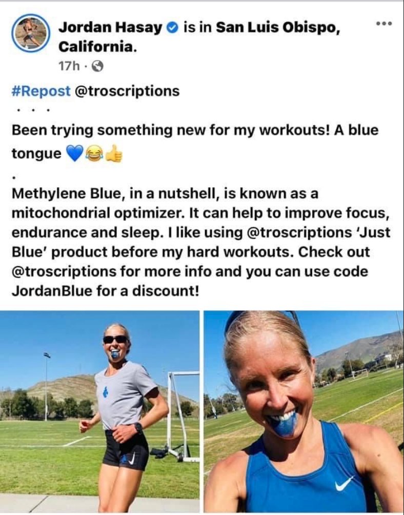 I have just discovered the trend of fitness influencers sticking methylene blue on their tongue as a “metabolic or cognitive enghancer” and I can't stop laughing