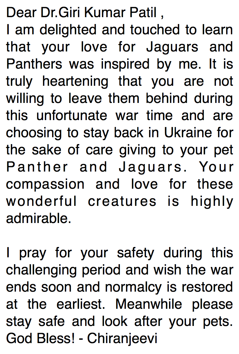 KChiruTweets's tweet photo. #TeluguDoctor #UkraineWar #Jaguar #Panther #compassion #petlovers https://t.co/balOzxRj26