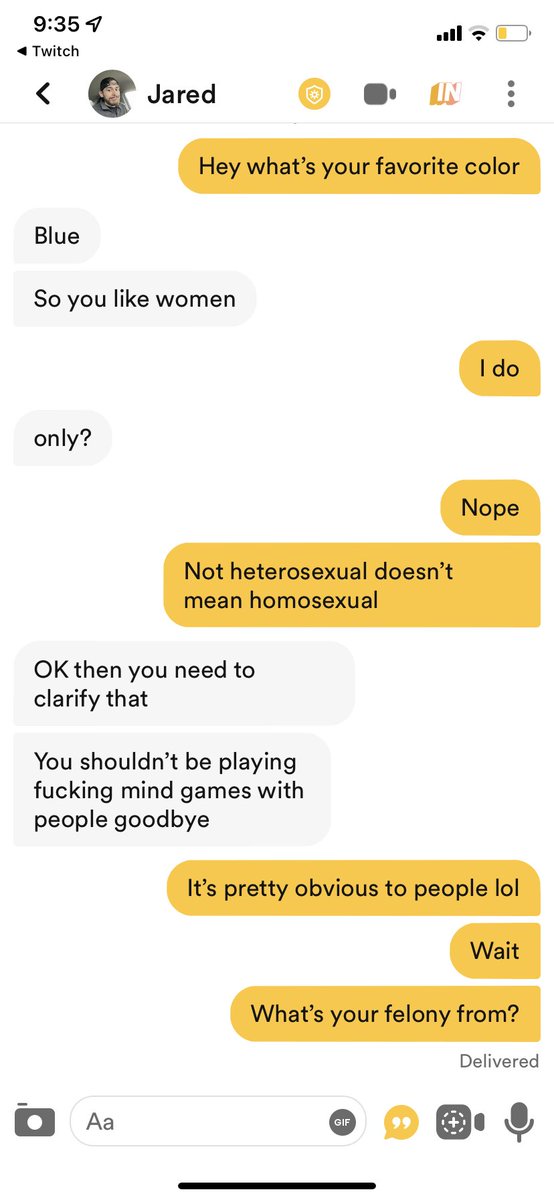 sydneevee97's tweet photo. THIS MAN CAME OUT THE GATE SWINGING CAUSE IM A PAN BITCH #tinderhell https://t.co/uQrfy4O8Zk