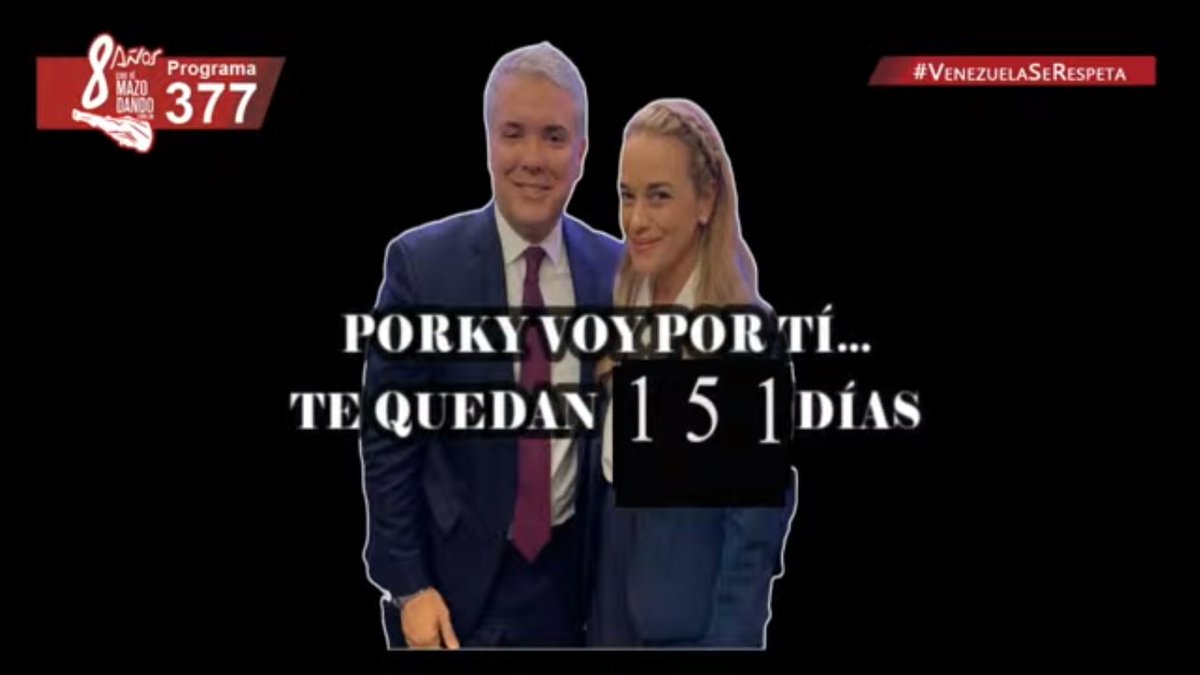 rossimaurici033's tweet photo. Tic Tac, Tic Tac Porky !! Solo 151 días te quedan y te vas Porky!!! #VenezuelaSeRespeta !! @dcabellor @mazo4f https://t.co/owGMIVUHnw