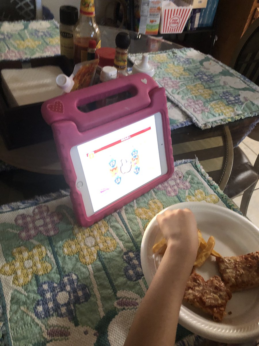 _brlopez's tweet photo. March Madness supersedes the rules of no IPad during dinner!! My Kinder baby is focused. She wakes up to Imagine Math and goes to sleep to it!!#nextround #kinder @DRE_Hurricanes @marcieparra https://t.co/TMyKW1gNEY