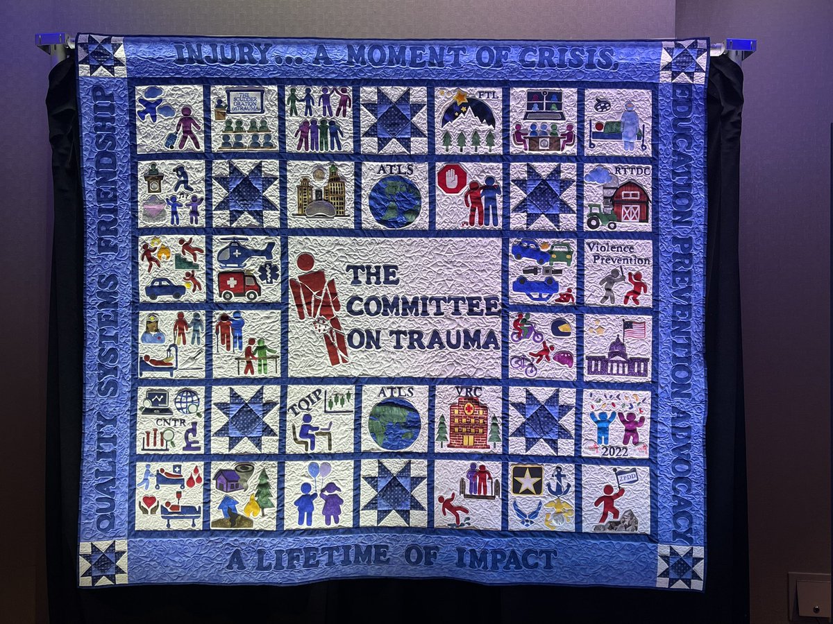 liaoroussos's tweet photo. It’s not #FOMO but #IRL missing out on #COT2022 and this amazing quilt by @bulgercot ! 

Is there a🏆for best “virtual” conference fan 🙋🏻‍♀️?

#traumacall #VisionZero #injury #prevention #MedTwitter https://t.co/mr2X2PN44b