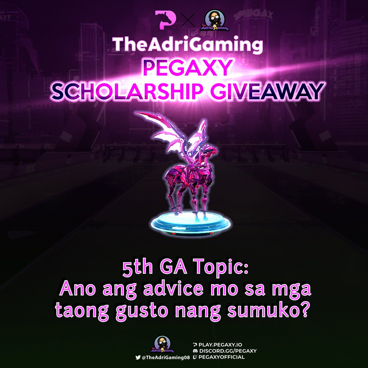 TheAdrias88's tweet photo. 💜 Follow us! (for more meaningful GAs and opportunities kahit smol lang kami) 
💜 Like &amp; RT
💜 Reply your answers 💕
💜 Winner via Comment picker

Ang mahalaga, makarating sa mga taong kailangang mabasa ang mga sagot niyo.
#PegaxyScholarships #PegaxyScholar
 
More details below: https://t.co/xnon3zQD5l