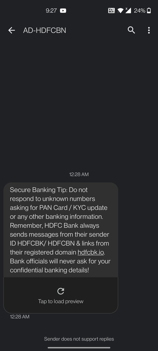 rupapatil's tweet photo. @HDFC_Bank is that really you ? At 12:28am ???? https://t.co/AI8eYPnYEF