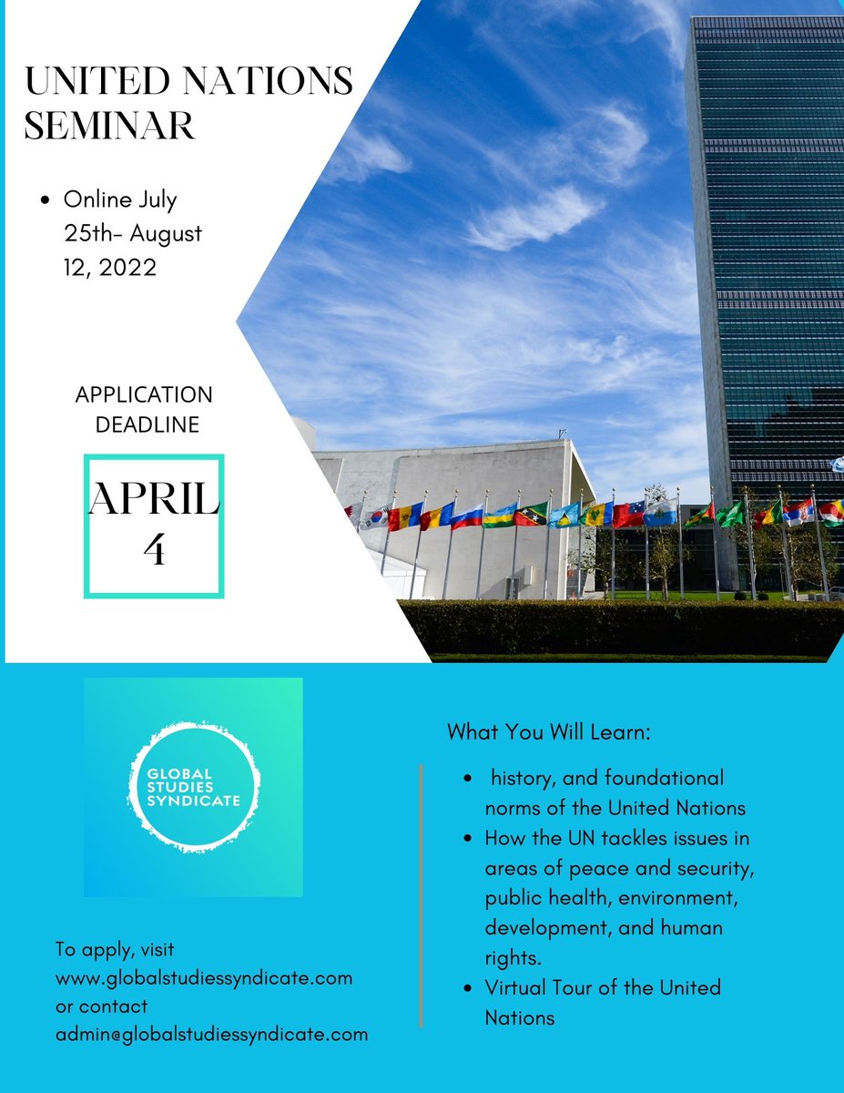 GlobalStudiesS2's tweet photo. Apply now for our remote #UnitedNations Summer Seminar https://t.co/M9fkFi9UND https://t.co/s5kpyj4gjD