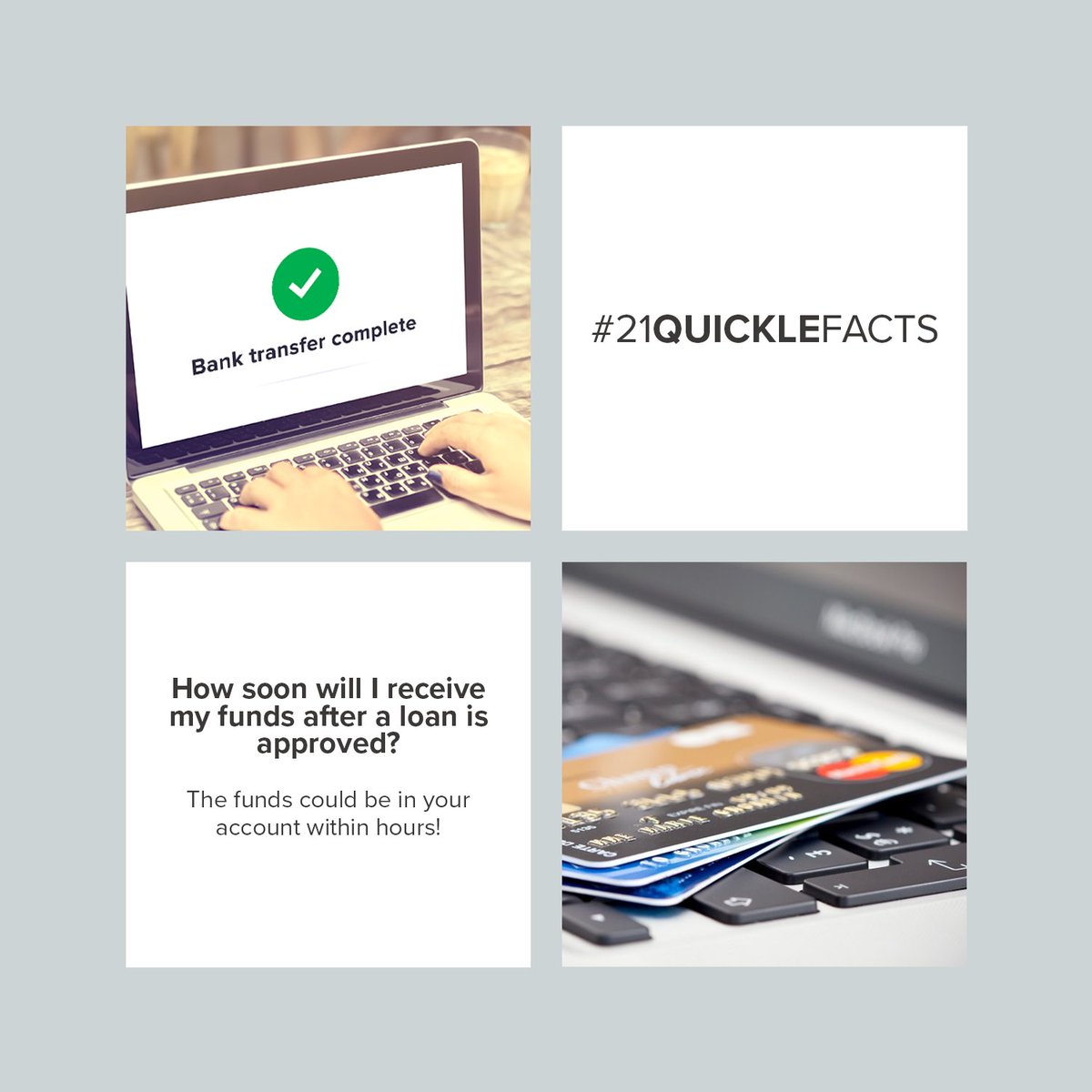 QuickleLoans's tweet photo. #21QuickleFacts

Once approved you will receive your cash on the same day. 

Please note that this is subject to your bank and applications assessed and then approved before 5pm AEST on business days.
Otherwise, you will receive the cash advance by 11:00am (AEST) the next day. https://t.co/BtJAPAP6os