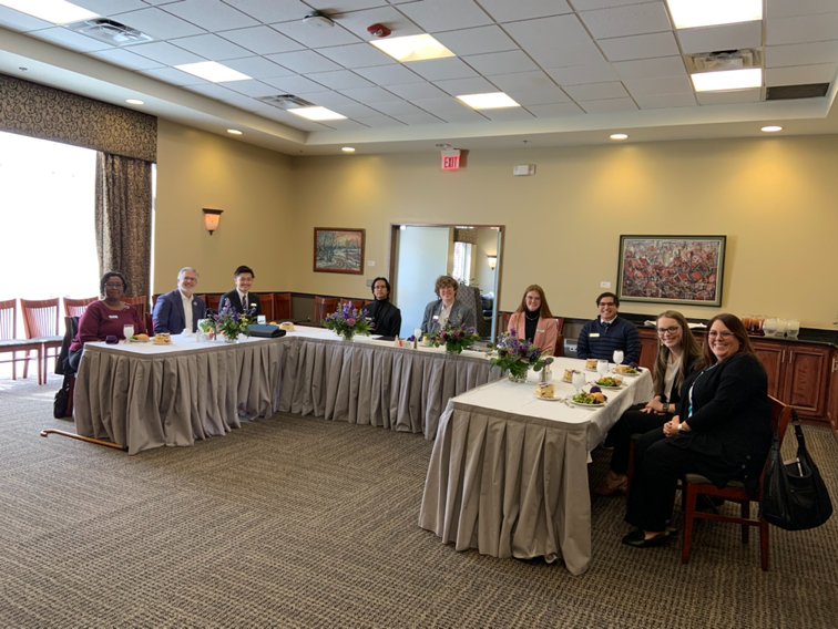 SkylerAusten's tweet photo. Today, I had the honor of serving as CNSM's Dean for a Day thanks to a fantastic initiative of @UCA_SGA.  Community memes aside, it was great to learn from @DrSteve_Addison et al. about UCA's academic administration and the behind-the-scenes work done to support students 💜🐻. https://t.co/M2MpVNiIPv