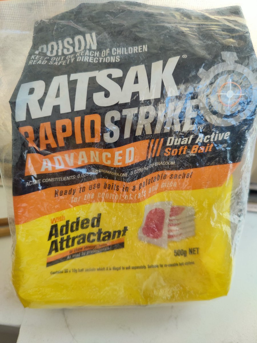 bronzitte's tweet image. 这几天早上都能听到天花板上有窸窸窣窣的声音，刚去bunnings买了一堆老鼠药把爬上天花板隔层撒了一下，等7天以后看效果。