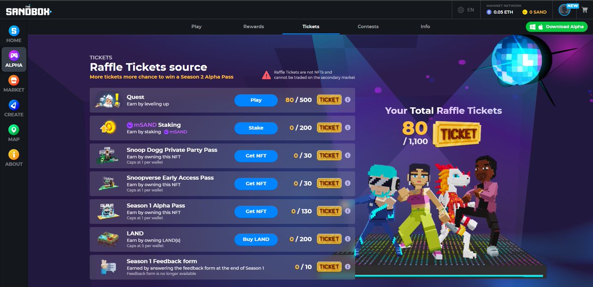 CarnyBixby's tweet photo. @TheSandboxGame I just participated in the daily #SandboxAlphaS2Contest for a chance to earn up to 1,000 $SAND! Starting March 9 -  Show your Raffle Tickets. Check out my screenshot below! 👇 #SandboxAlphaS2 https://t.co/Y7aXsd4QsY