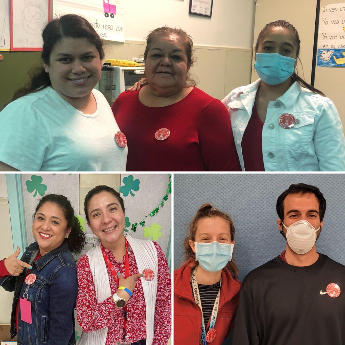 kallisonteach's tweet photo. J. Houston staff showed up for @EdAustin_TX #AtWhatCost button day! I am honored to work with everyone here, and we demand that AISD puts people over $ https://t.co/XfgL6Ow2aJ