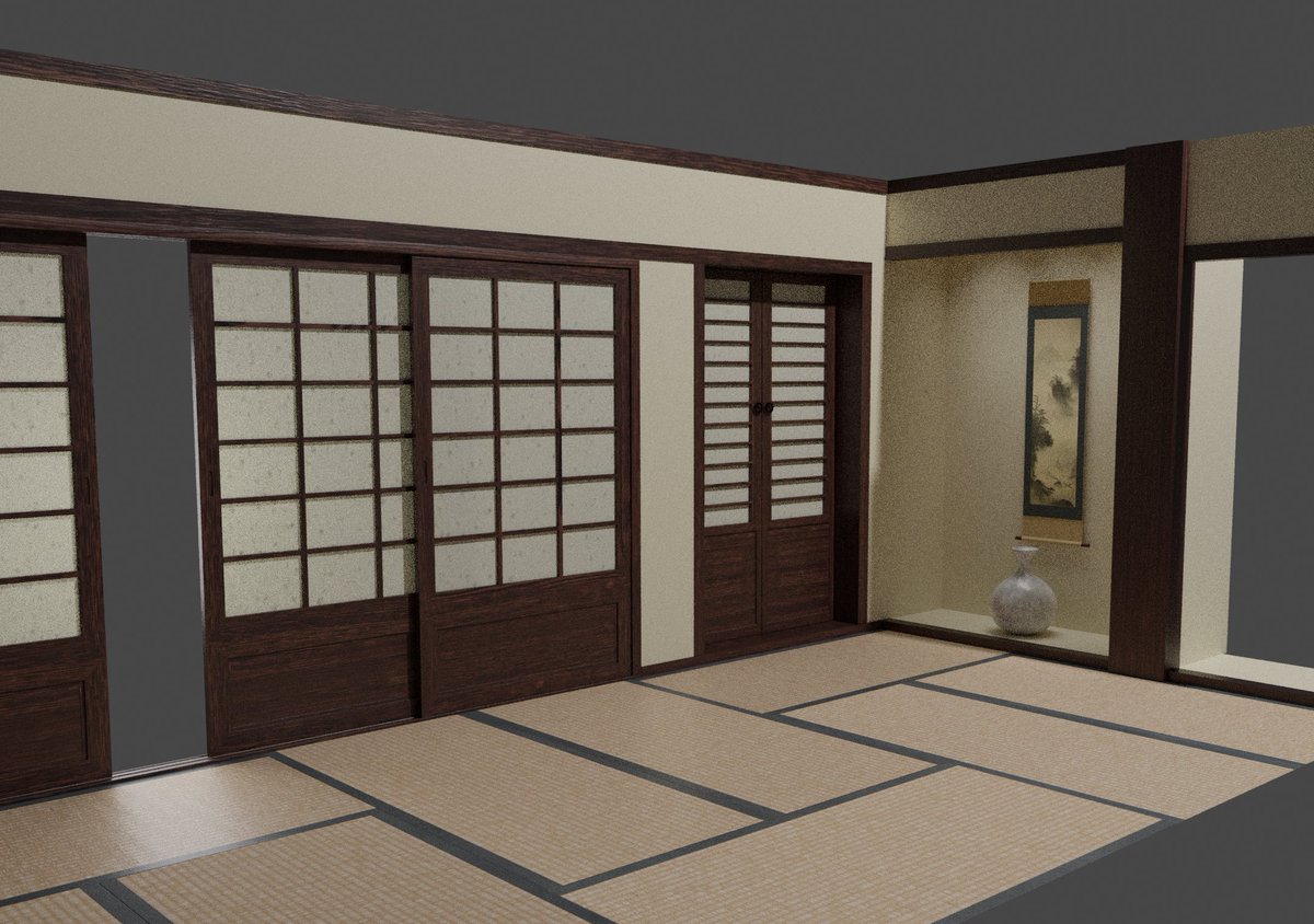 bbssvv_'s tweet photo. making tatami room in 3d
今度は畳部屋作り
이번엔 다다미방 만들기
#blender #Blender3d #블렌더 #3d #3DCG https://t.co/oRY4LP06wK