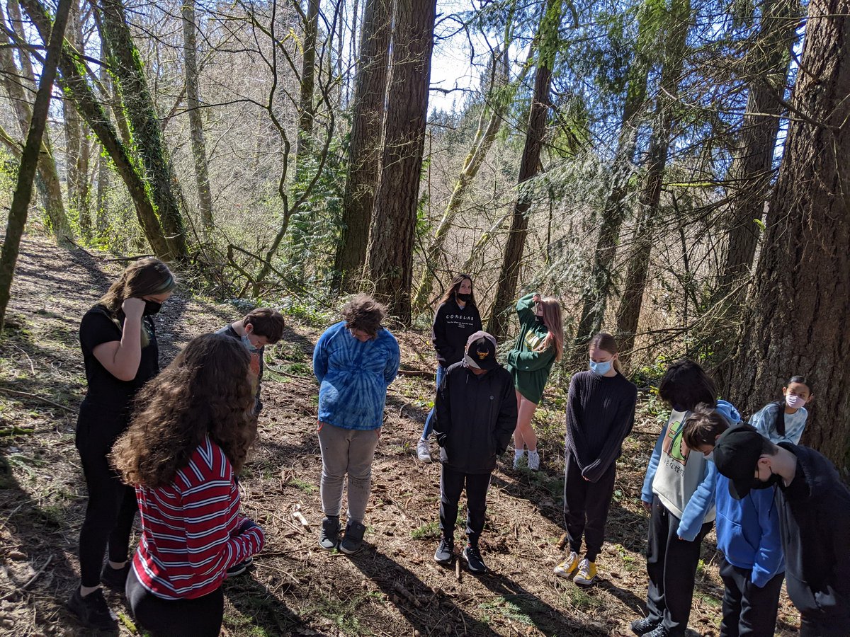 TMSHyLo's tweet photo. Today's objective: I will enjoy being outside. Walk in the woods, look up/look down, ninja stick and a bit of chalk art in the sun... Objective accomplished! @TMSFirewolves @TMSBigMac  @TumwaterSDNews https://t.co/5tC3NZPXOo