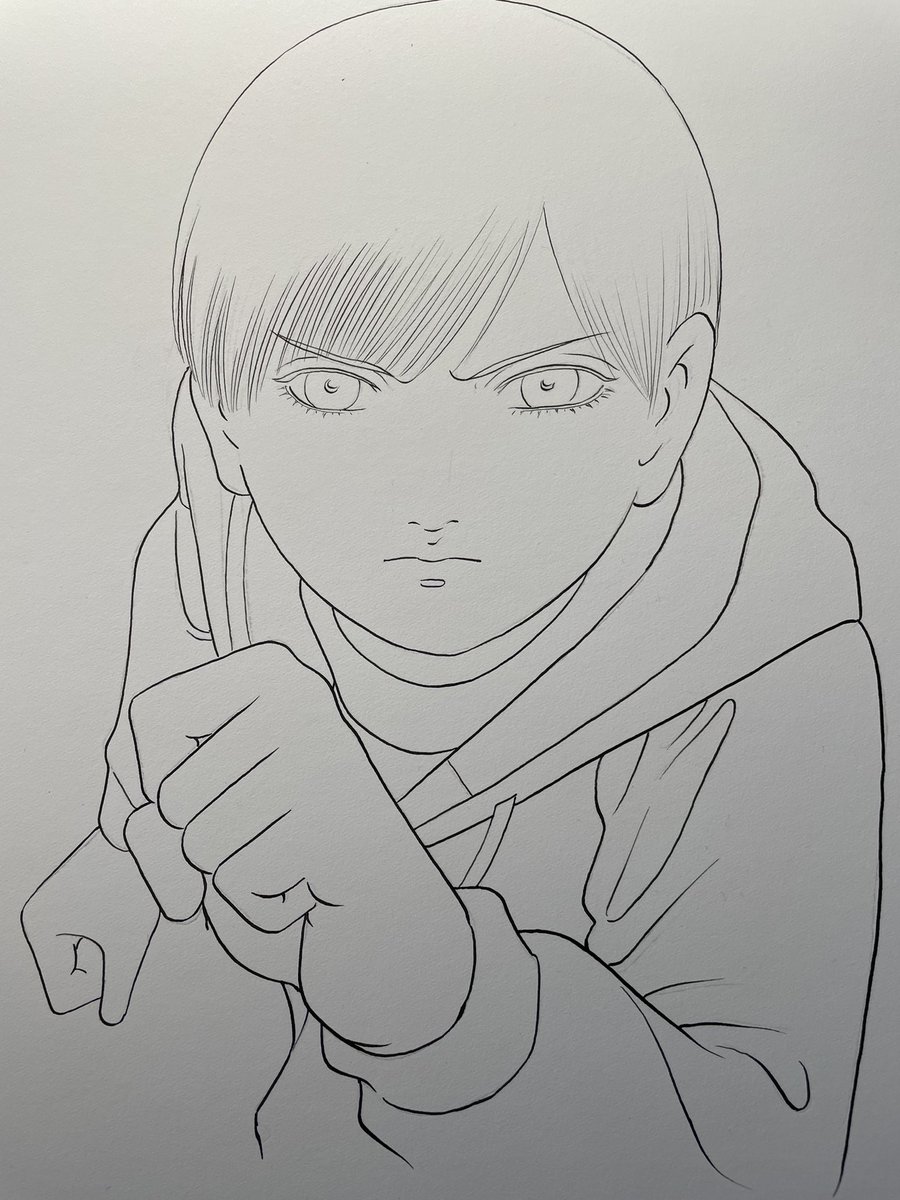 下書きをボールペンでなぞりイラストボードに転写、後ペン入れ…さてカラーインクもイラストボードも使い慣れた物が手に入らなくなって来た。いつまでもこの書き方は出来ないなぁ