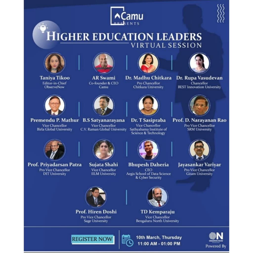 WFE2019's tweet photo. Dr. Rupa Vasudevan, Chancellor, BEST Innovation University will be speaking at “Higher Education Leaders, Virtual Session” Presented by Camu &amp; Powered by Observe Now on 10th March 2022 from 11 AM to 1 PM

Stay tuned!
#highereducation #leaders #education #observenow #camu  #bestiu https://t.co/9SpWduHqwE