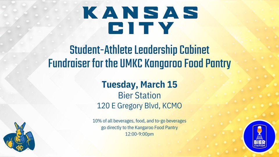 NEW EVENT‼️
Join us on Tuesday, March 15th at <a href="/BierStation/">Bier Station</a> from 12-9PM as we continue to raise money for the UMKC Kangaroo Food Pantry as part of the @thesummitleague Food Fight!