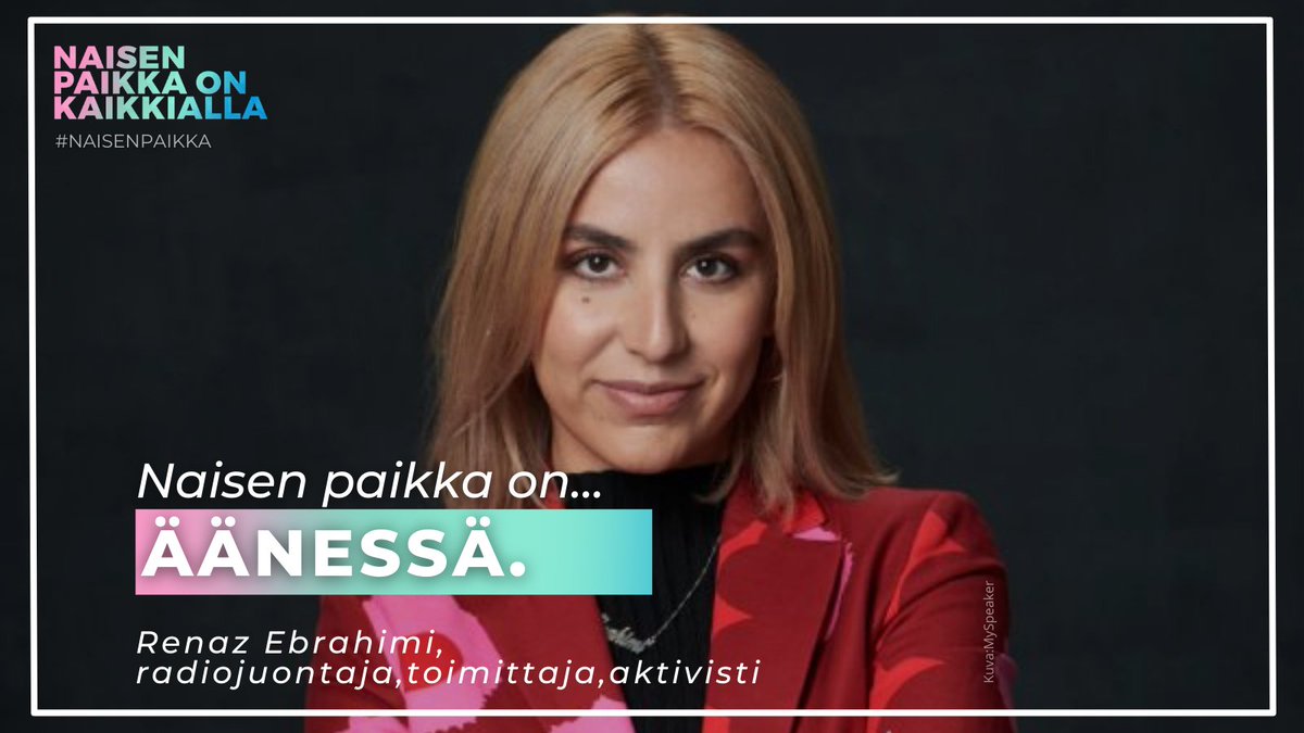 Rohkeita naisia yritetään usein painaa alas, mutta <a href="/RenazEbrahimi/">Renaz</a> ei suostu pienentämään itseään tai ottamaan vähemmän tilaa vaikka häntä on yritetty vaientaa vihapuheella, rasismilla ja häirinnällä.

Renaz ei suostu olemaan hiljaa tai astumaan syrjään. Onneksi.

#NaisenPaikka