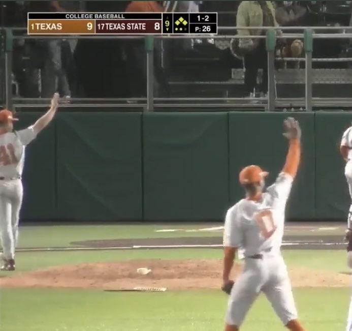 RallyCaps_Pod's tweet photo. How it started vs. how it’s going @TxStateBaseball https://t.co/5qb8zS58u4
