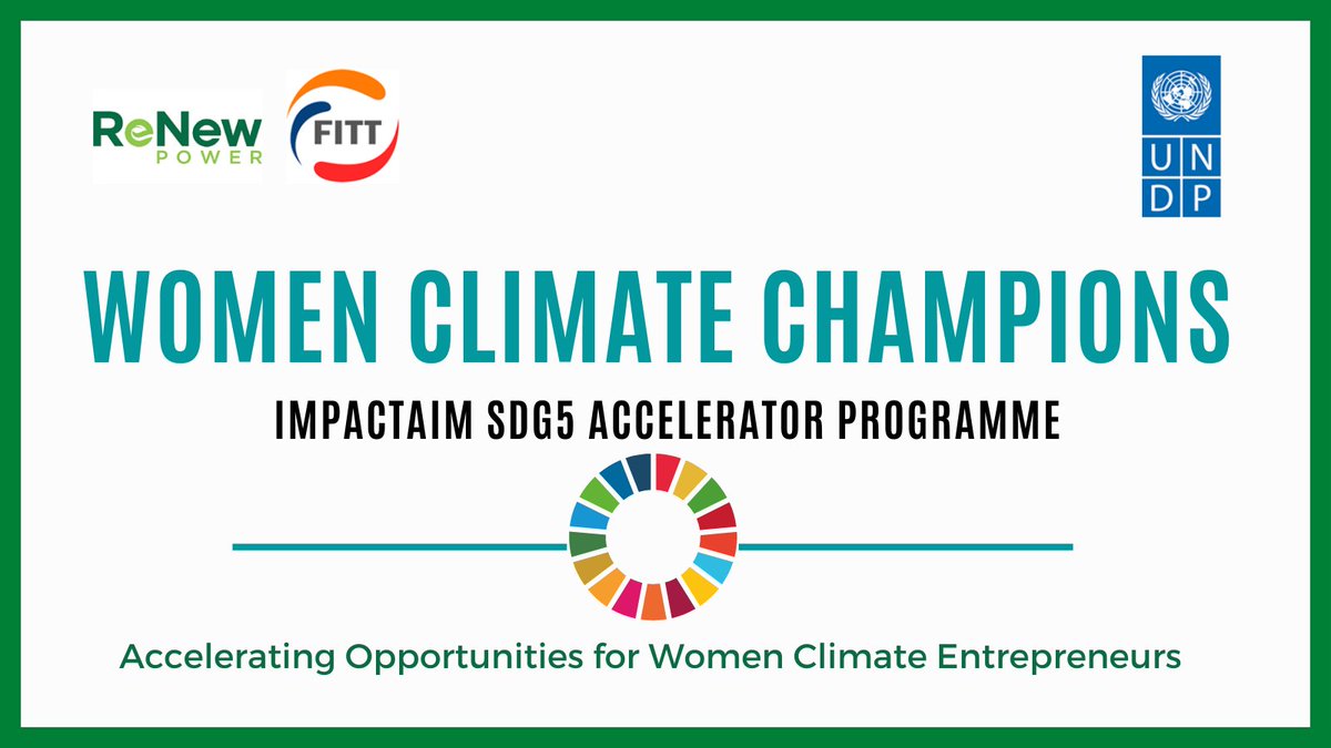 SayantaniM90's tweet photo. #WomenClimateChampions Accelerator Programme kicked off with a cohort of 6 excellent women climate entrepreneurs 🌏👩‍💻

 @UNDP_India @ReNew_Power &amp; @fitt_iitd  working to bridge the #gendergap in #Climate Action.
Excited to partner with @impactaimVA  in India! https://t.co/K1ZdhjY4Yj