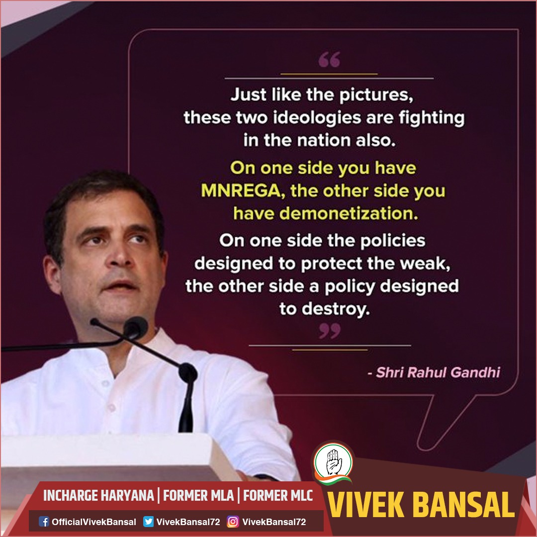 VivekBansal72's tweet photo. #Congress and #BJP ideologies are opposite. We unite the people, they divide. We provide jobs, they take jobs. We want to protect the weak, they want to destroy them.
#DifferentIdeologies #CongressForUnity #CongressWithWeak https://t.co/b7GJhYSVdU