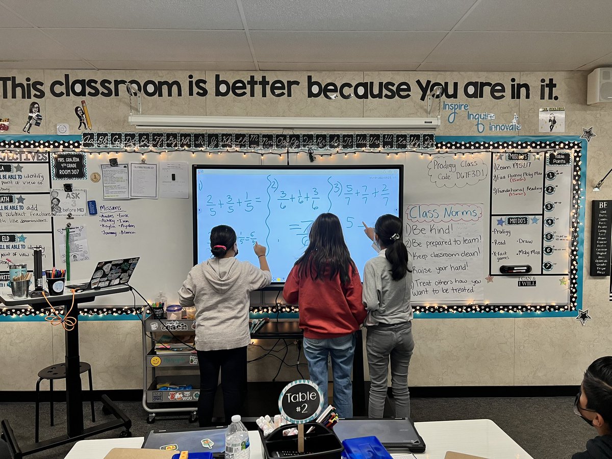 4th graders had a blast using our ViewSonic to review adding and subtracting fractions today! <a href="/Columbia_VVUSD/">Columbia Elementary</a>