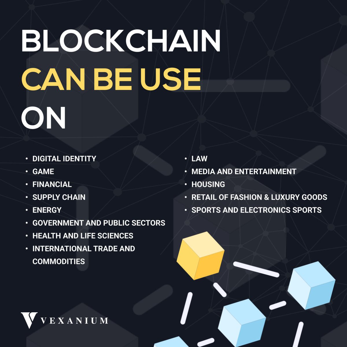 vexanium's tweet photo. Hi, Vex Buddies!

Today's #eduVEXtion, we will talk about blockchain. Blockchain is an open distributed ledger that can efficiently, verifiably, and permanently records transactions between two parties. Blockchain can be applied in various sectors, ensuring that user data is safe https://t.co/4a5ey3rGjC
