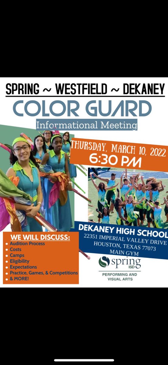 Come on out see how awesome Colorguard is and how you can be apart of it!!!!!!!