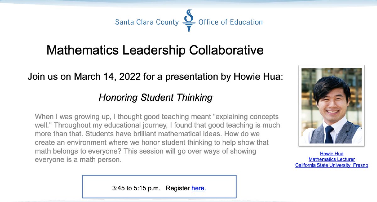 Ma Bernadette Salgarino, NBCT (@salg274) on Twitter photo Join our <a href="/SCCOE/">Santa Clara County Office of Education</a> <a href="/STEAM_SCCOE/">SCCOE iSTEAM</a> team <a href="/msjaycheng/">Jenny Cheng</a> and <a href="/KSarginger/">Kirsten Sarginger</a> with <a href="/howie_hua/">Howie Hua</a> on 3/14! Register here: na.eventscloud.com/ereg/index.php… Join our <a href="/SCCOE/">Santa Clara County Office of Education</a> <a href="/STEAM_SCCOE/">SCCOE iSTEAM</a> team <a href="/msjaycheng/">Jenny Cheng</a> and <a href="/KSarginger/">Kirsten Sarginger</a> with <a href="/howie_hua/">Howie Hua</a> on 3/14! Register here: na.eventscloud.com/ereg/index.php…
