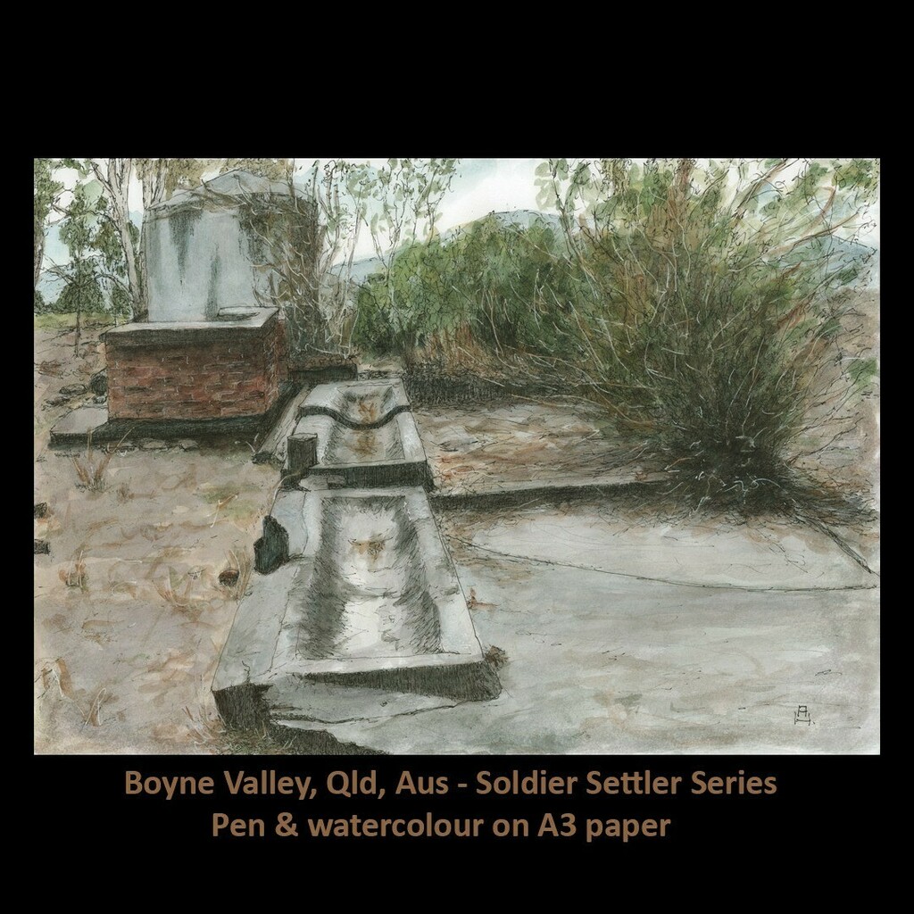 AnneHuthArtist's tweet photo. Boyne Valley, Qld , Aus. Centenary celebrations to be held at Ubobo over the ANZAC Day long weekend, 2022.

#annehuth #penandwatercolour #australianartist #soldiersettlement #boynevalleyqld https://t.co/U2KGZ0urjj https://t.co/SftUPh5Bfy