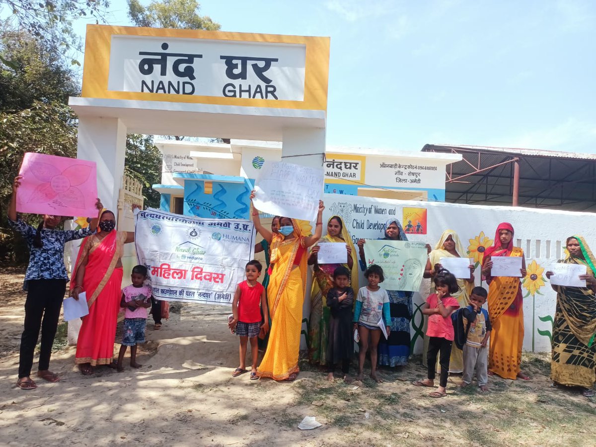 Humana_India's tweet photo. We are happy to share glimpses of the International Women’s day 2022 celebration in Nand Ghars. #VedantaNandGhar Project is an initiative of Anil Agarwal Foundation implemented by #HPPI in four states - Rajasthan, Uttar Pradesh, Jharkhand, and Odisha. https://t.co/0kumBZD9rd