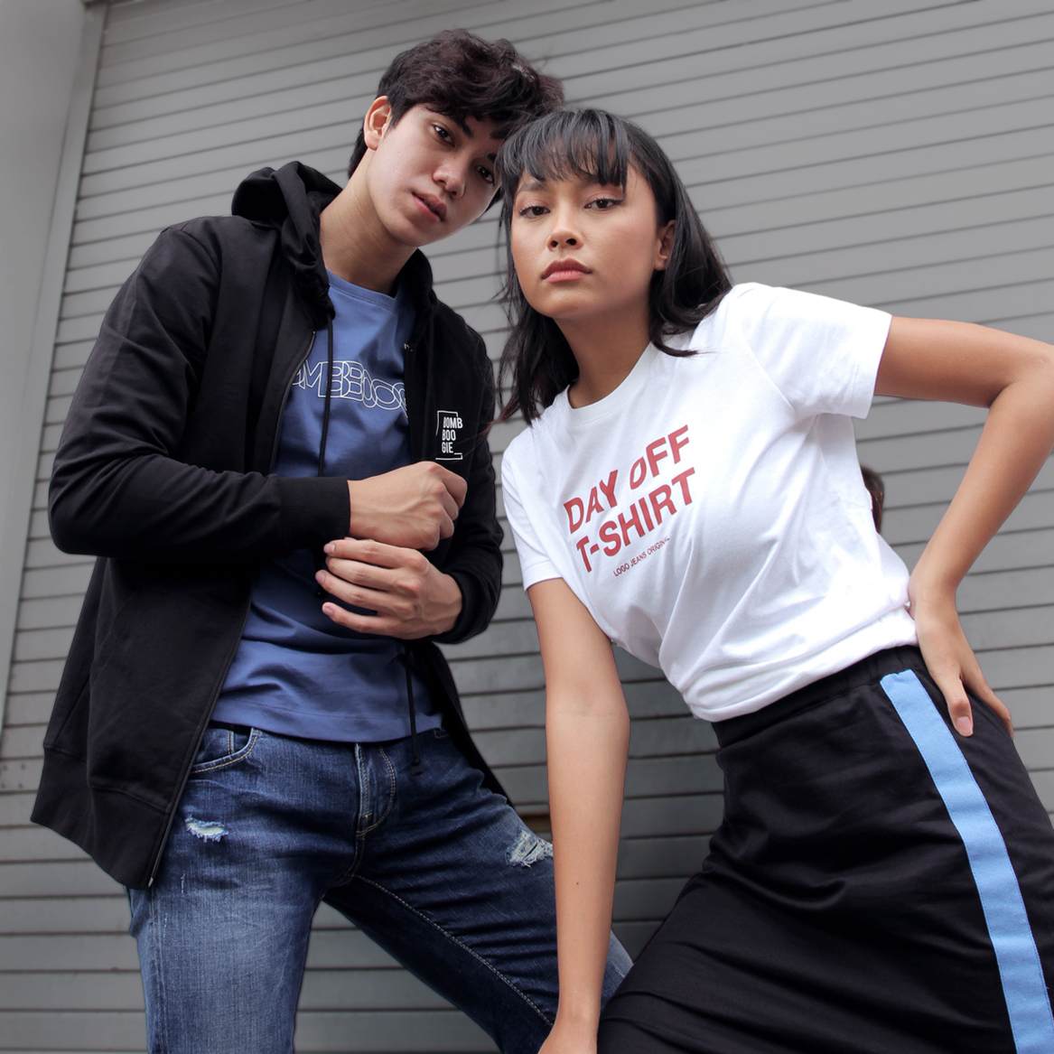 LOGOJEANS's tweet photo. Inspo OOTD bareng doi. Coba komen pake emoji, seberapa suka kamu dengan look ini? 😍

#logojeans #LOGOJEANSxBOMBBOOGIE https://t.co/kYdEIxRMft