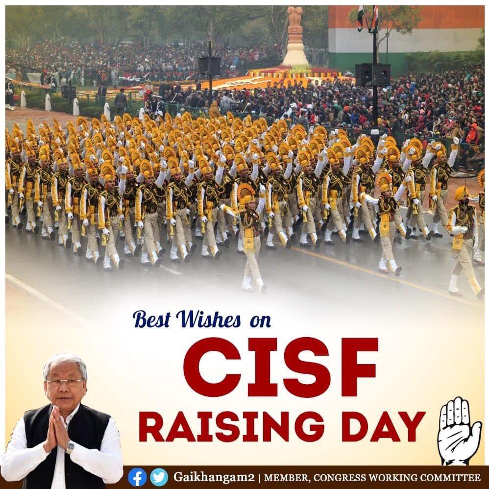 Gaikhangam2's tweet photo. You secure our vital establishments with utmost grit and dedication. My best wishes to CISF on its raising day. 

Greetings to all the personnel and their families for their selfless service.
#CISFRaisingDay2022 https://t.co/3ogf4Aqfnh