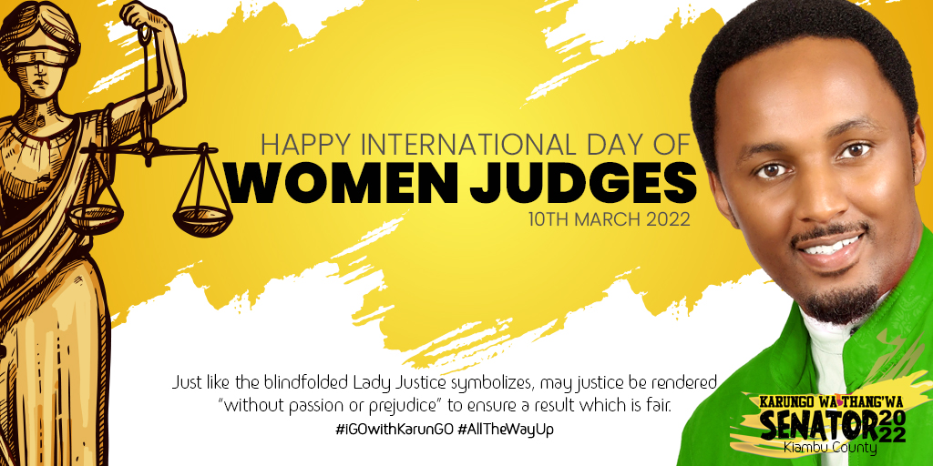 Just like the blindfolded Lady Justice symbolizes, may justice be rendered “without passion or prejudice” to ensure a result that is fair, today & tomorrow. 
Happy #InternationalDayOfWomenJudges  #iGOwithKarunGO
@Kenyajudiciary @CJMarthaKoome