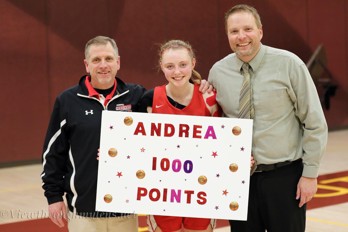 GronnerJ's tweet photo. Also big week for Andrea Pocernich:  Winning the Region 7A AAA award last Wednesday, and this Wednesday scoring her 1000th point in our semifinal victory! https://t.co/7hHHlcfTMW