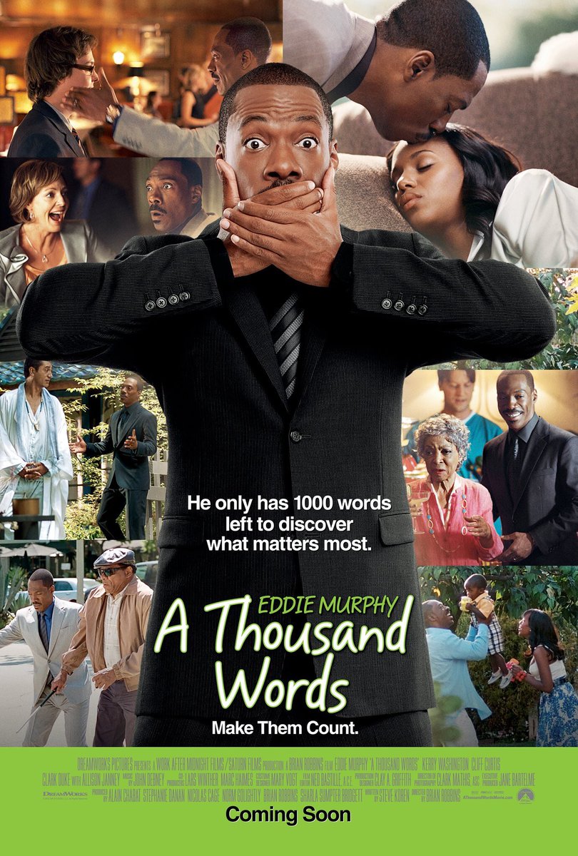 FilmNewsNos's tweet photo. 🎬MOVIE HISTORY: 10 years ago today, March 9, 2012, the movie ‘A Thousand Words’ opened in theaters!
#EddieMurphy #KerryWashington #ClarkDuke #CliffCurtis #AllisonJanney #RubyDee #JackMcBrayer #SteveLittle #JohnWitherspoon #KaylaBlake #LennieLoftin #AlainChabat #BrianRobbins https://t.co/0AGk0xUoa0