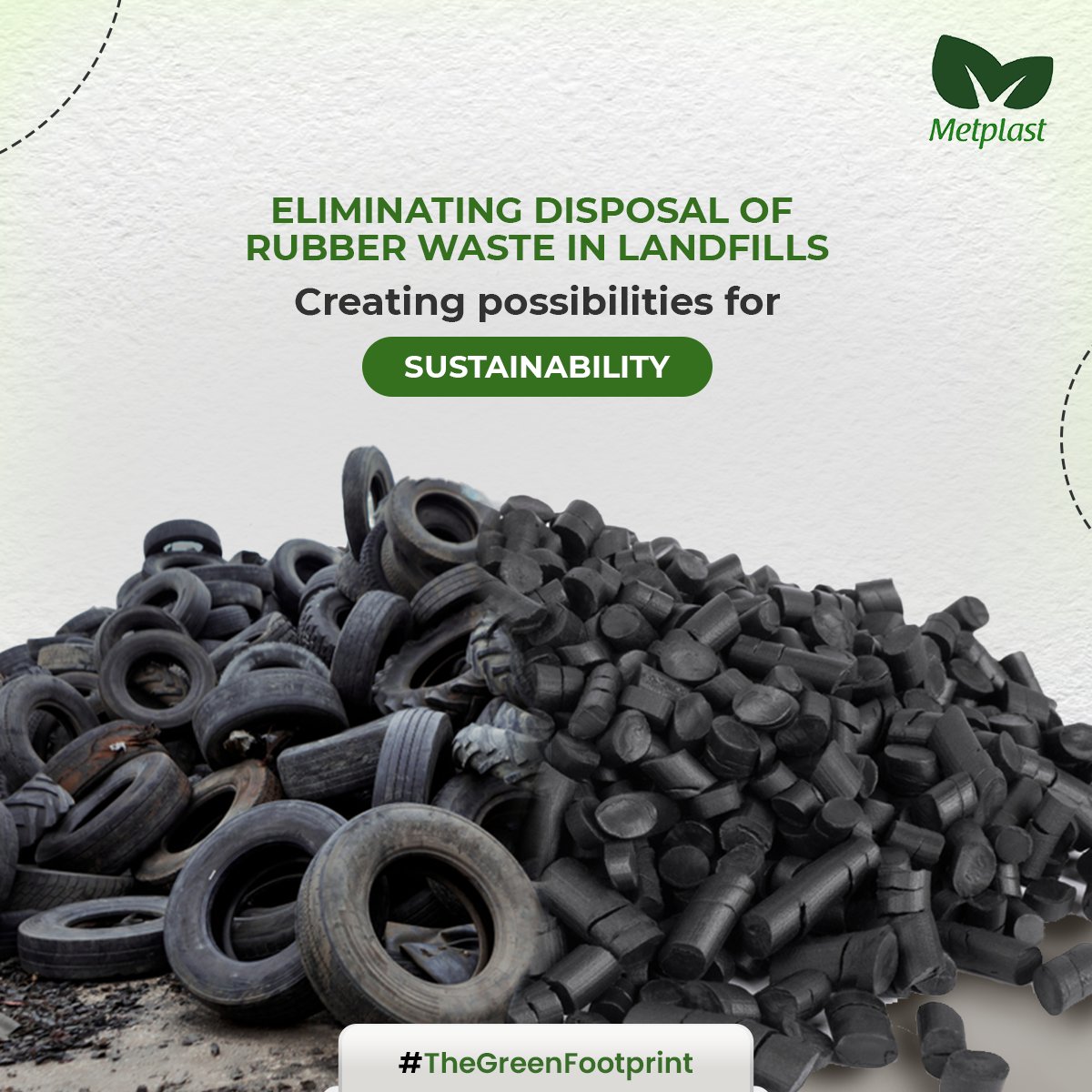 The environmental hazard posed by #RubberWaste flooding landfills is real. #Metplast helps to protect the environment by converting waste tyres into rubber products. Which can be used for a wide range of applications.

#ReduceReuseRecycle #TheGreenFootprint #TyreRecycling