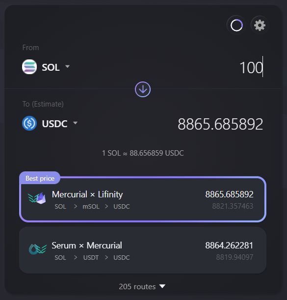 Lifinity_io's tweet image. We have integrated @JupiterExchange's interface on our swap page! 🔥

This means you can access Jupiter's many routes and split order routing straight from our app 🤝

Try it here: lifinity.io/swap/
