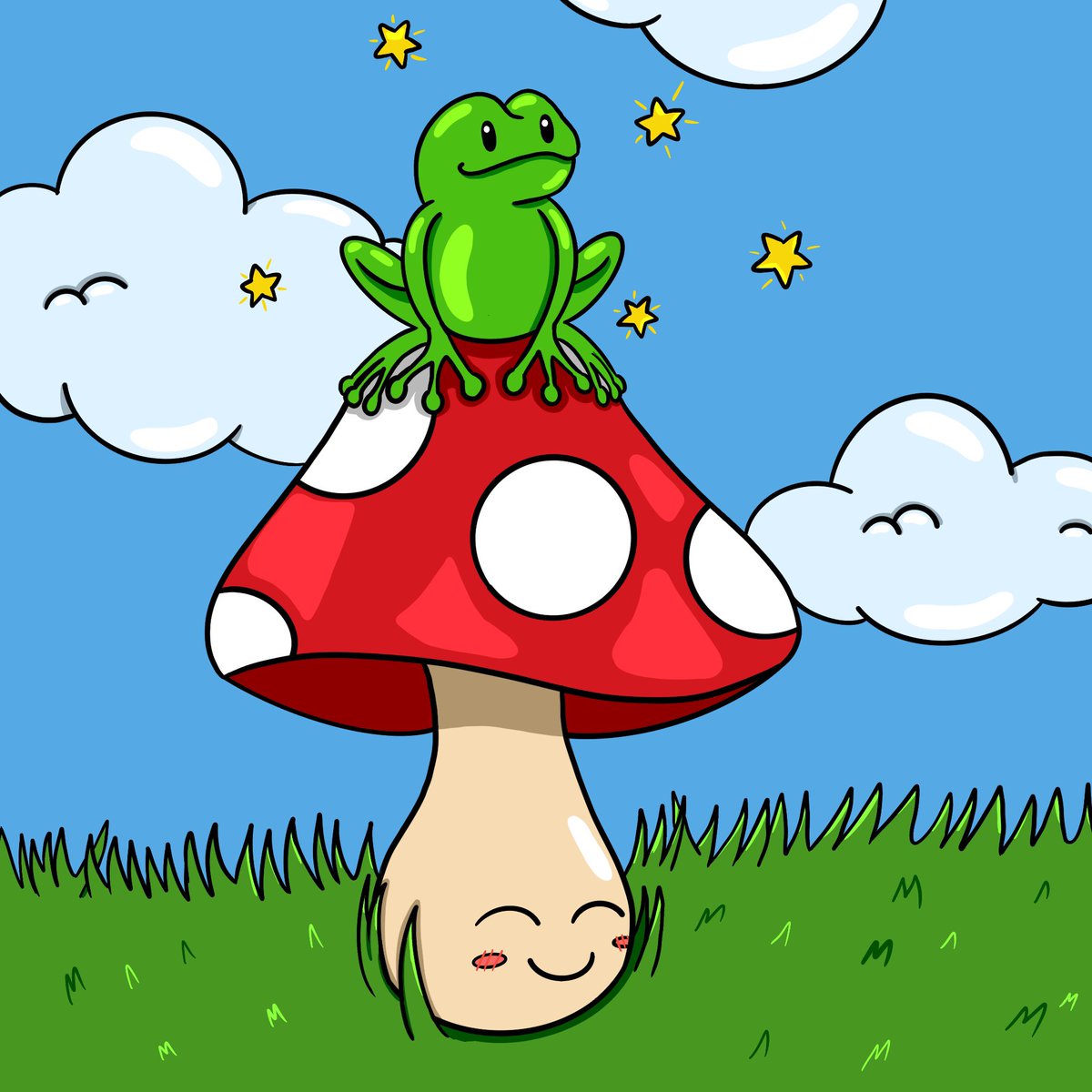 issajpeg_'s tweet photo. Just a frog and his friend 🐸🍄⭐️ https://t.co/rWBAeYkJuC