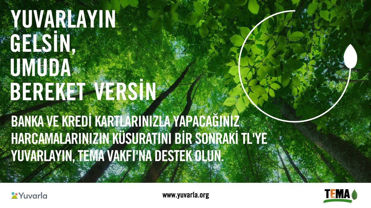 Yuvarlayın Gelsin, Umuda Bereket Versin 🌿

Banka ve kredi kartlarınızla yapacağınız harcamalarınızın küsuratını bir sonraki TL'ye yuvarlayın, doğa çalışmalarımıza destek olun 🌳