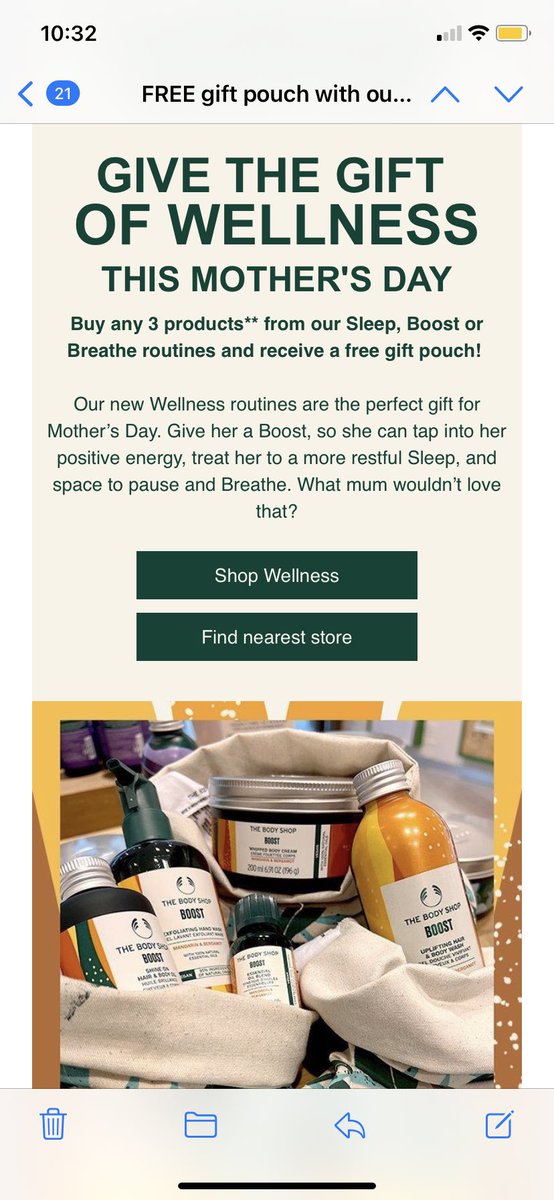 reeldanceramy's tweet photo. @TheBodyShopUK don’t ask me if I want to unsubscribe from Mother’s Day emails and then send emails that reference it anyway 🤦🏻‍♀️ Not cool. https://t.co/fFGCAgDy4G