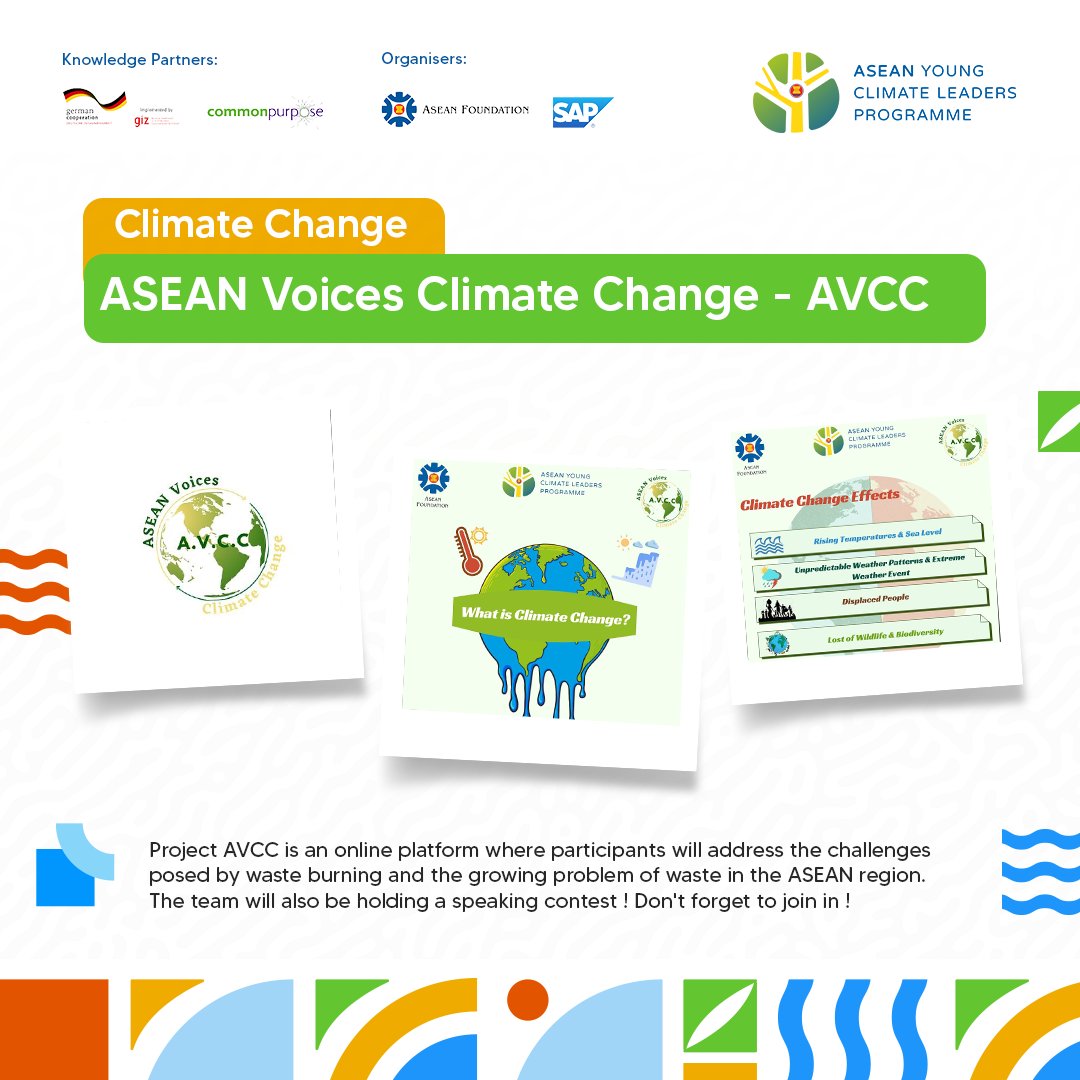 aseanfoundation's tweet photo. Proudly present, the teams of ASEAN Young Climate Leaders Programme!

The teams consist of young leaders who are of different nationalities creating one inspiring project for the environment! Check out their projects above and be sure to follow them!

#ASEANYCLP #SAP4GOOD https://t.co/yZCfgC2Coc