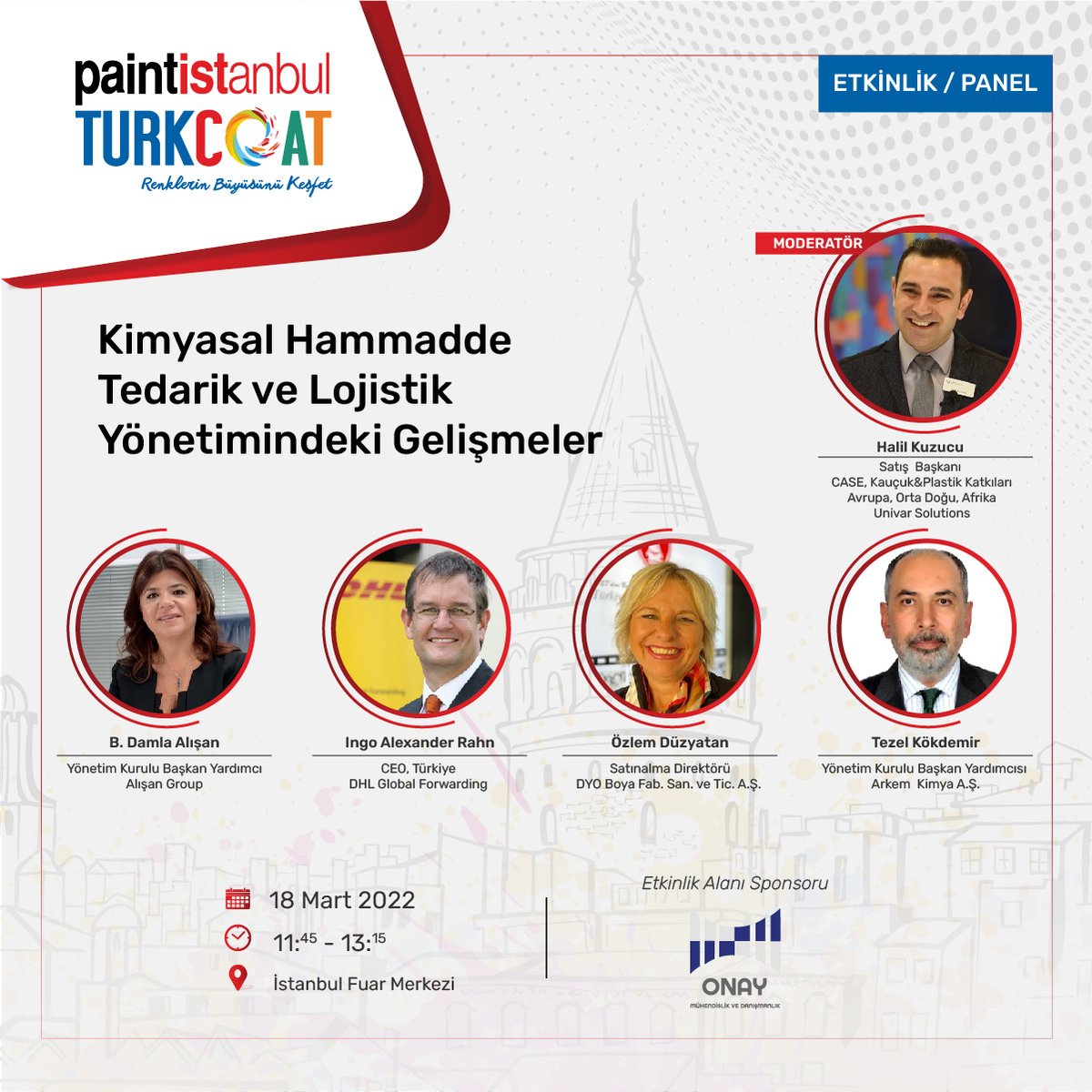 turkcoat's tweet photo. Boya sektörünün önde gelen isimleri, paintistanbul &amp; Turkcoat Fuarı kapsamında 18 Mart tarihinde "Kimyasal Hammadde Tedarik ve Lojistik Yönetimindeki Gelişmeler" konu başlıklı panel oturumunda bir araya geliyor. https://t.co/NXkYAzqWQZ