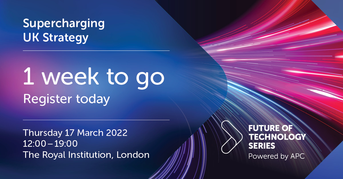theapcuk's tweet photo. Just 1 week to go until our next Future of Technology event at the @Ri_Science - London!

📅 Supercharging UK strategy: is it enough to go the distance?

🎫Register for free today, and join the debate next Thursday -https://t.co/PxAiLKVgnB 

#FutureofTechSeries #SuperchargingUK https://t.co/iRL4oH8gNy