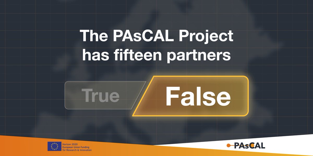 ProjectPascal's tweet image. #PAsCALQuiz
The correct answer in the previous “True or False” quiz is “False”. The #PAsCALProject has twelve #partners located in several countries within the #EuropeanUnion.