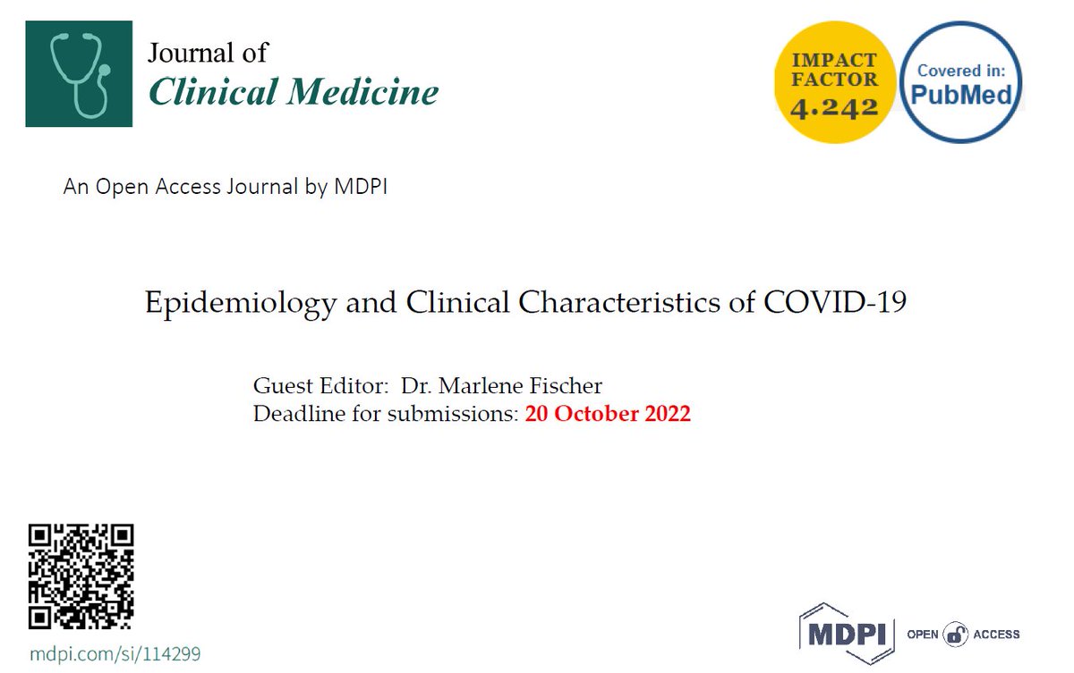 JCM_MDPI's tweet photo. #mdpijcm
#TopicalCollection: Epidemiology and Clinical Characteristics of COVID-19 edited by Dr. Marlene Fischer
#COVID19
#epidemiology
#clinicalfeatures
See more at: https://t.co/pquBTtS9h8
Welcomes your submissions! https://t.co/b7SCIDNx9Y