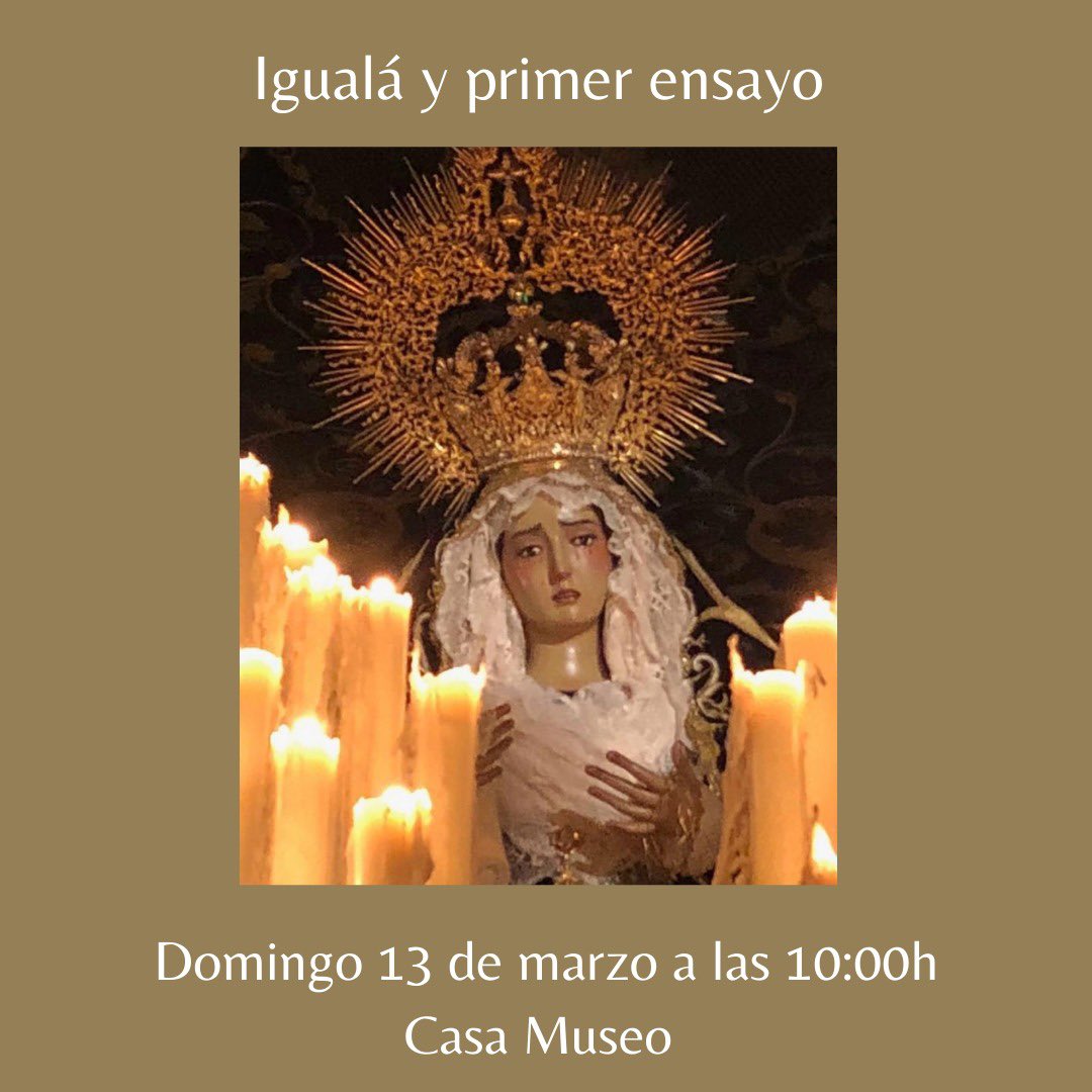 SoledadAyamonte's tweet photo. Costaleros de María Santísima en su Soledad, este domingo 13 de Marzo a las 10:00h tendrá lugar la igualá y primer ensayo.
#viernessantoayamonte #hermandadsoledadayamonte #costaleros #costaleroshuelva #capataces #capatacesycostaleros #semanasantaayamonte #semanasanta2022 https://t.co/8opOCkmzOY