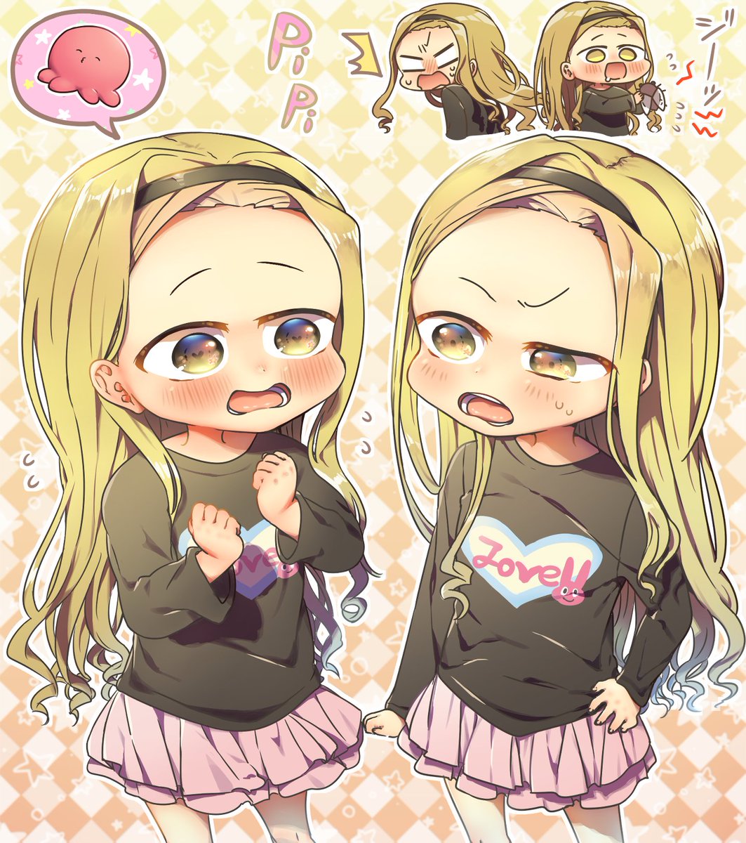 skirt blonde hair long hair blush hairband shirt open mouth  illustration images