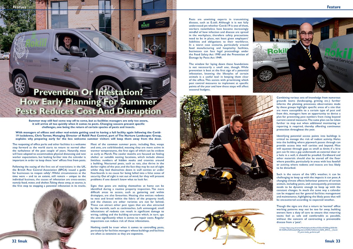 In the March issue of FMUK: Prevention Or Infestation? How Early Planning For Summer Pests Reduces Cost And Disruption
By Chris Turner, managing director of Rokill Pest Control.

➡️fmuk-online.co.uk/features/2527
<a href="/RokillPests/">Rokill Pest Control</a>
#facman #FacilitiesMgmt #pests #pestcontrol #planning