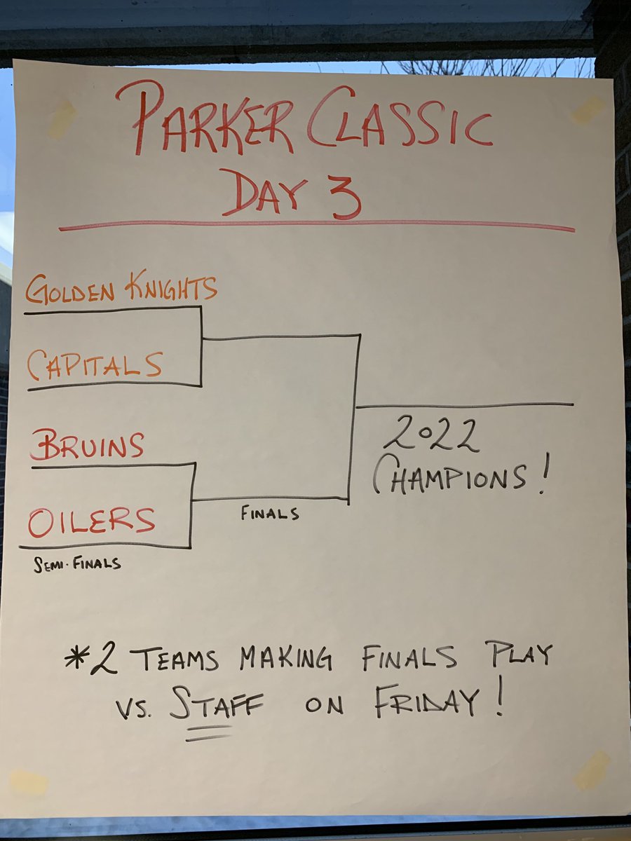 Principal_Parks's tweet photo. Here it is! Today’s PARKER CLASSIC Final Four! Looking forward to a great finish - stay tuned! Staff vs. Students tomorrow, always a great way to wrap up the tourney! #parkerpride https://t.co/he0a3EFMuu
